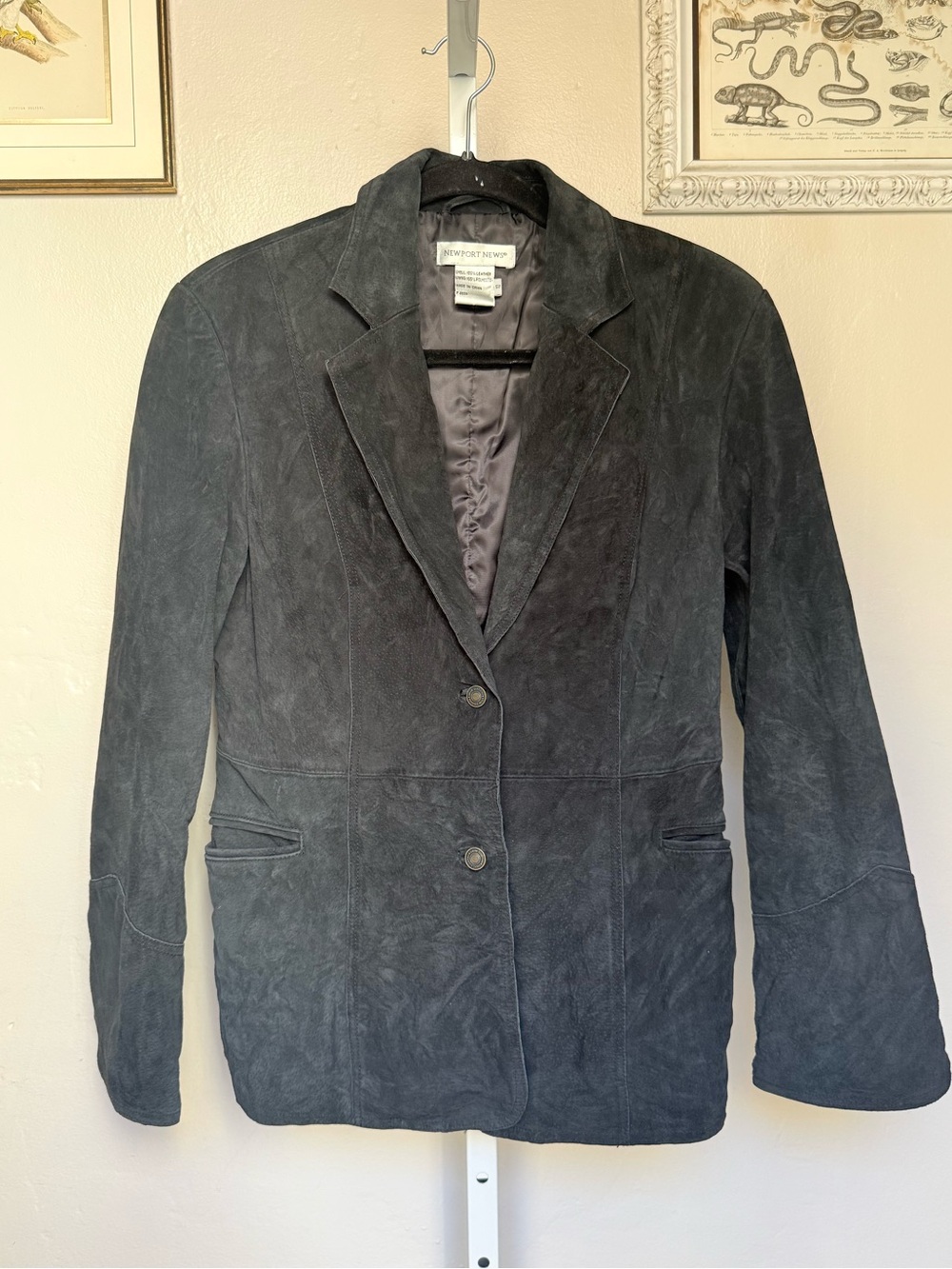 Vintage Newport News Black Suede Blazer Jacket Size 10